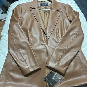 Faux Leather Brown Blazer